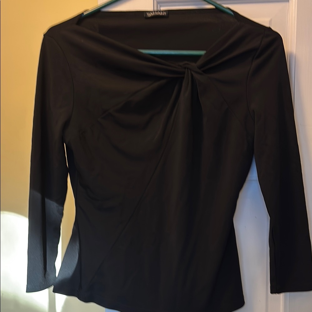 Giorgio Armani Black Twist-Front Long Sleeve Blouse
